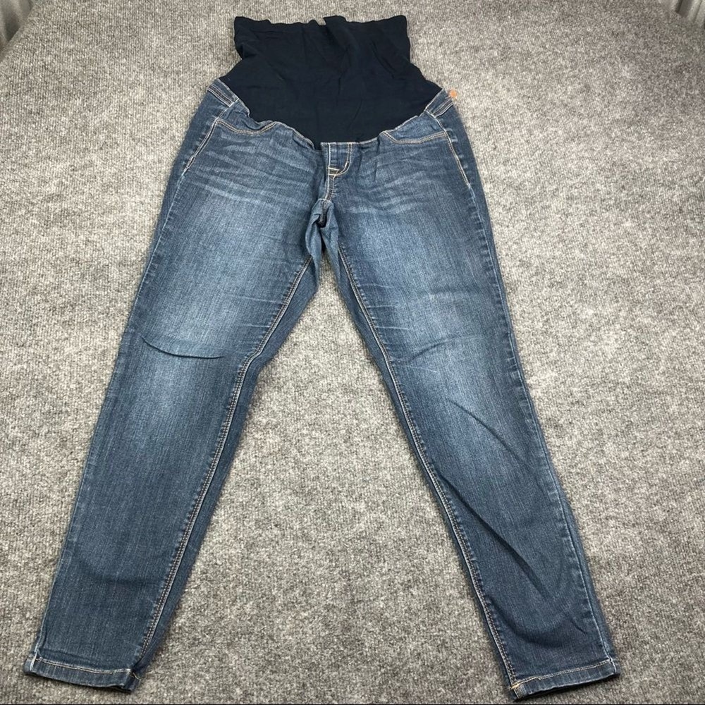 1822 Denim Jeans Womens Size M Blue Maternity Skinny Over Belly Rayon Stretch